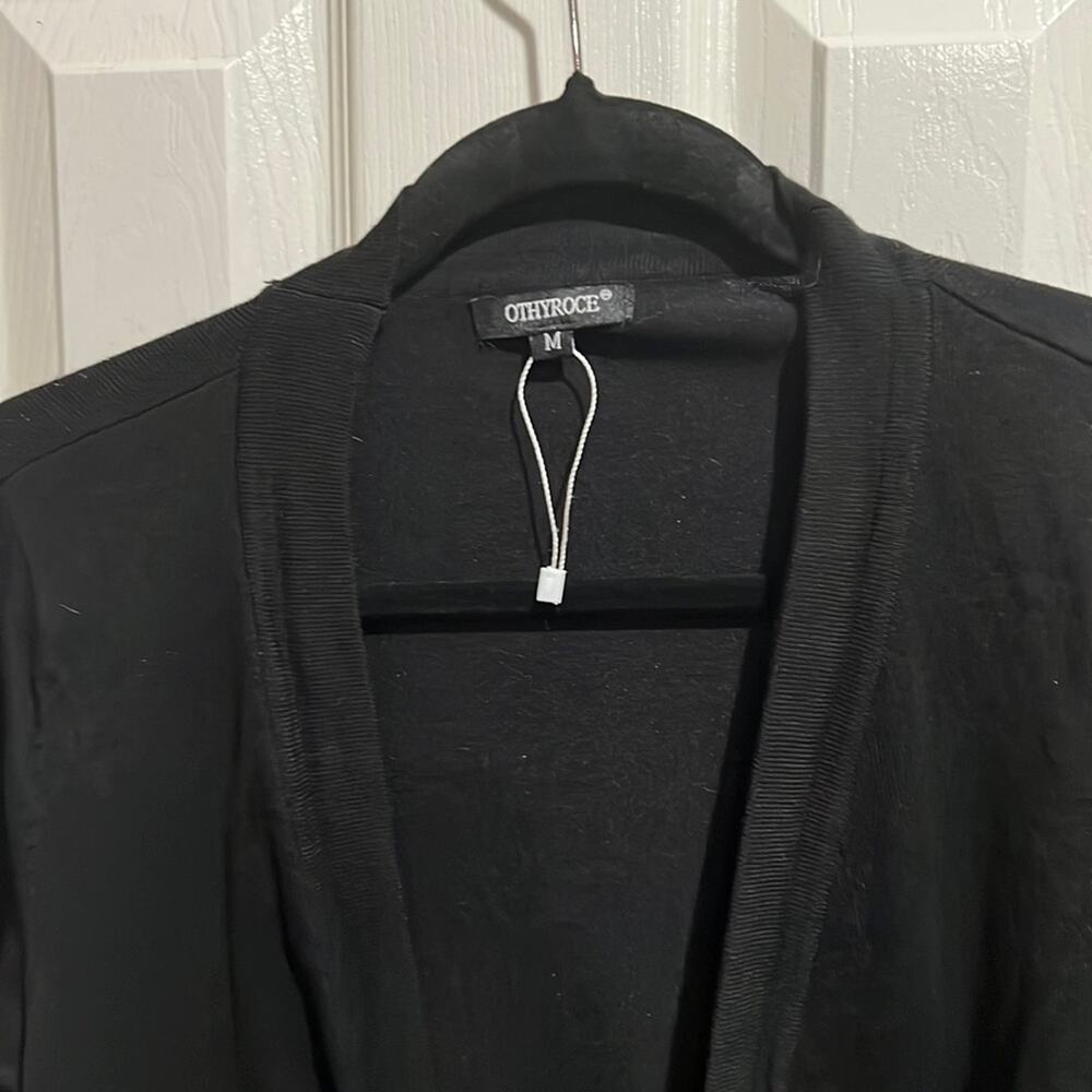 Open Front Lightweight Cardigan Sweater Sz Medium Black Othyroce - Picture 3 of 7